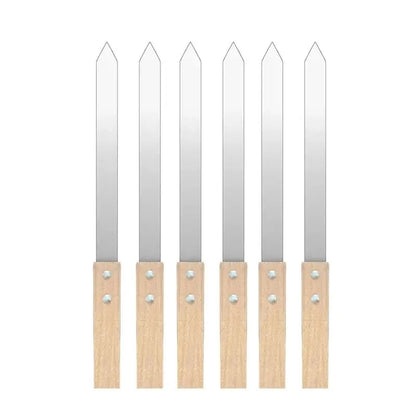 Kebab Maker with Flat Stainless Steel BBQ Skewers, 16 Inch, 2mm, 2/6/12 Piece Options - 6pcs-16x0.9inch