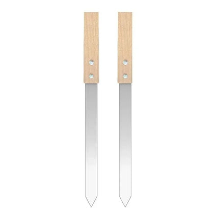 Kebab Maker with Flat Stainless Steel BBQ Skewers, 16 Inch, 2mm, 2/6/12 Piece Options - 2pcs-16x0.9inch