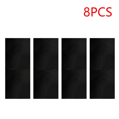 Non-Stick BBQ Grill Mat 40 x 50cm Glass Fiber Fabric, Black, Reusable - 8 PCS