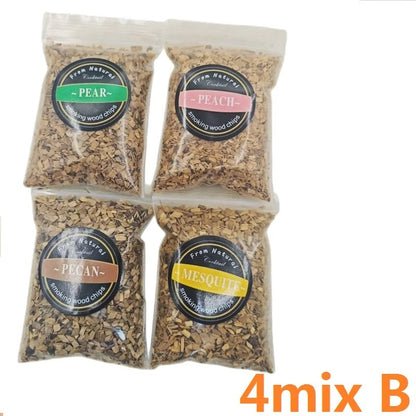Wood Smoking Chips for Barbecue Meat Smoking, 50g Bags, Apple, Oak, Cherry & More - mix 4pcs B
