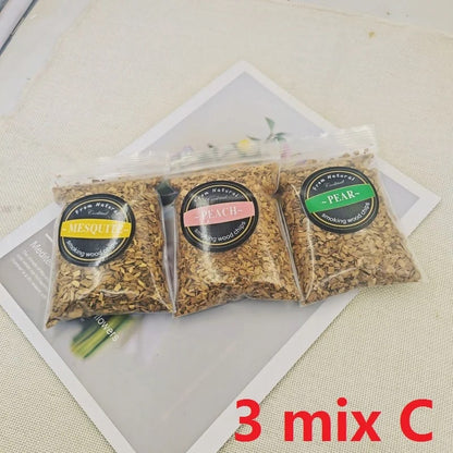 Wood Smoking Chips for Barbecue Meat Smoking, 50g Bags, Apple, Oak, Cherry & More - mix 3pcs C
