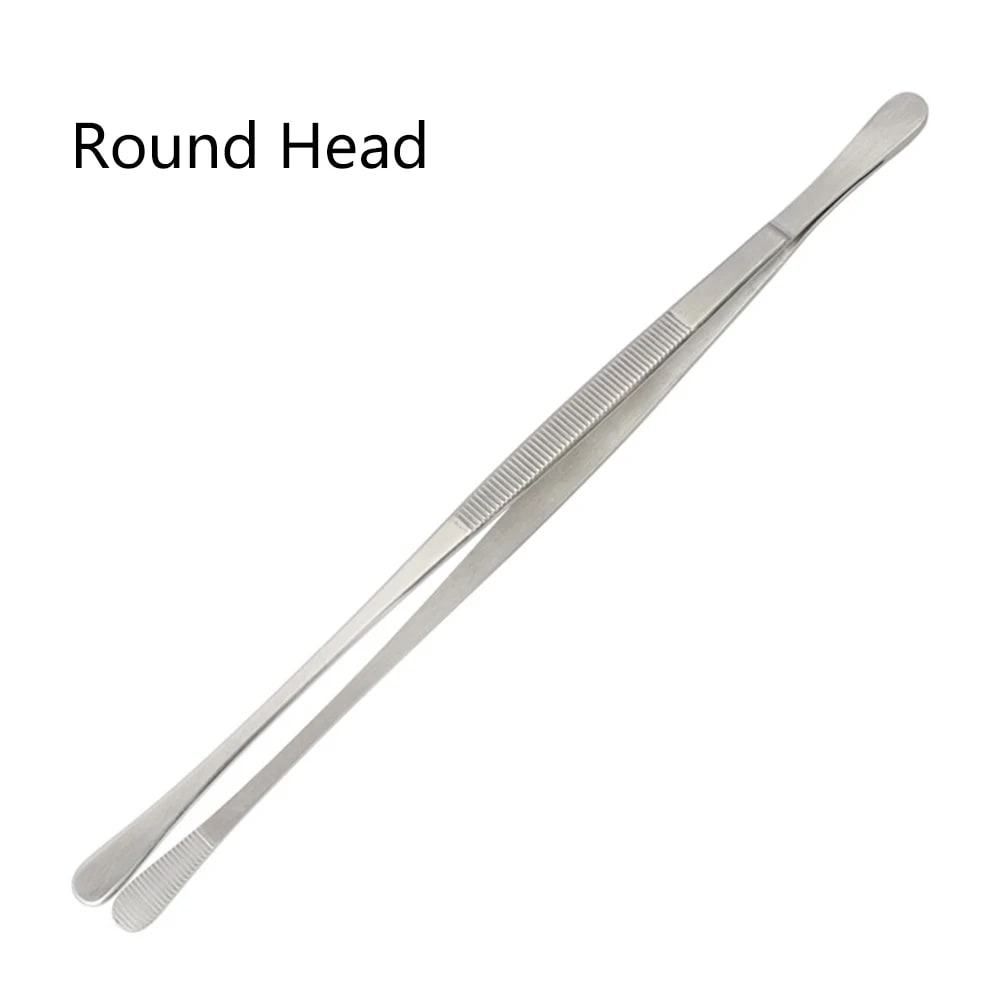 30cm Stainless Steel Barbecue Tongs with Round Head, Silver