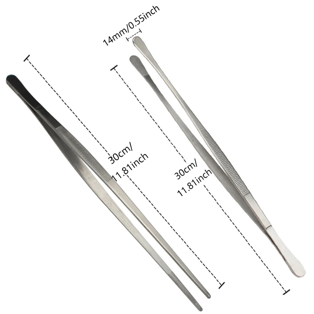 30cm Stainless Steel Barbecue Tongs with Round Head, Silver