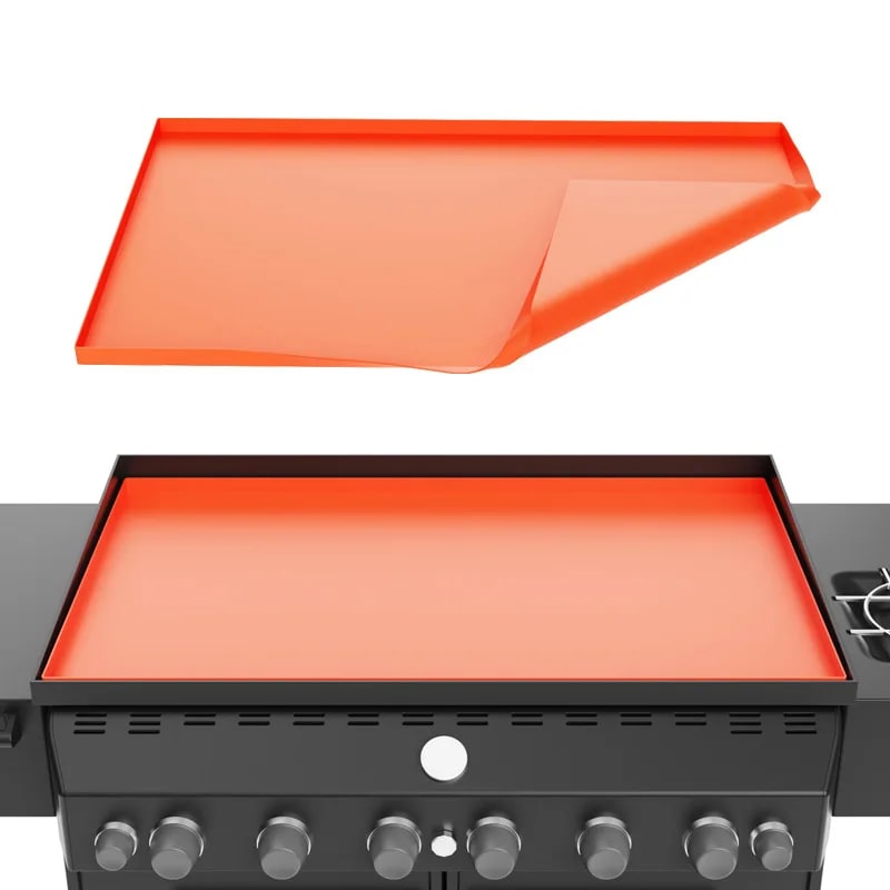 Silicone Griddle Cover Mat, Orange Protective BBQ Grill Cover, 4 Sizes