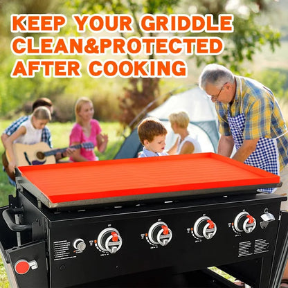 Silicone Griddle Cover Mat, Orange Protective BBQ Grill Cover, 4 Sizes