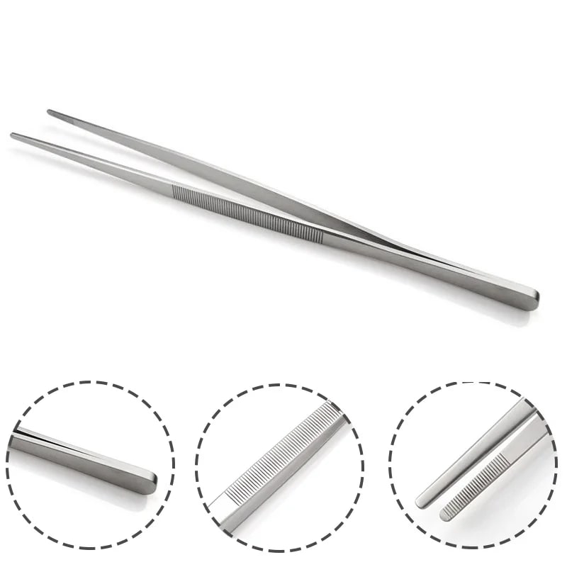 30cm Stainless Steel BBQ Tweezers Tongs with Serrated Tips, BBO+1 BQ3325