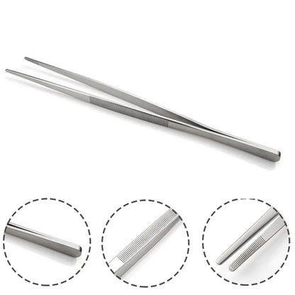 30cm Stainless Steel BBQ Tweezers Tongs with Serrated Tips, BBO+1 BQ3325