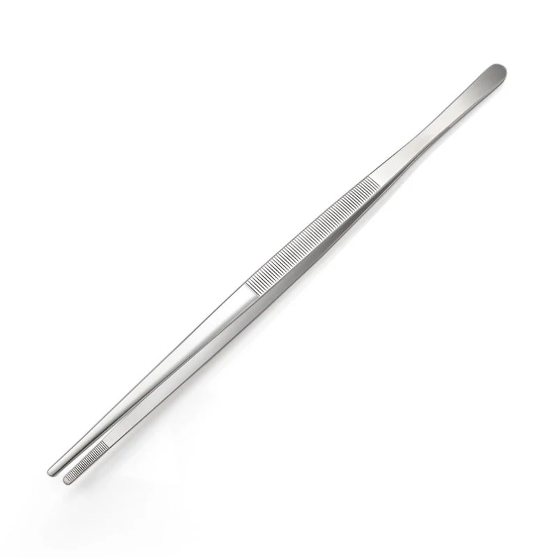 30cm Stainless Steel BBQ Tweezers Tongs with Serrated Tips, BBO+1 BQ3325 - 1pcs