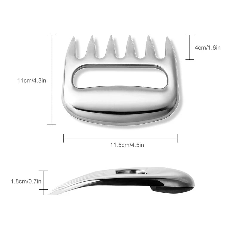 Stainless Steel Bear Claw Meat Shredder Forks, YOMEEI 2-Piece BBQ Set, 11 x 11.5cm