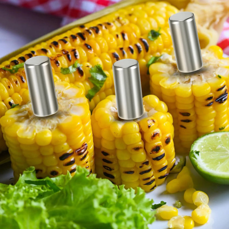 Metal Corn Holders, 10-Piece BBQ Fork Set, 62 x 18mm