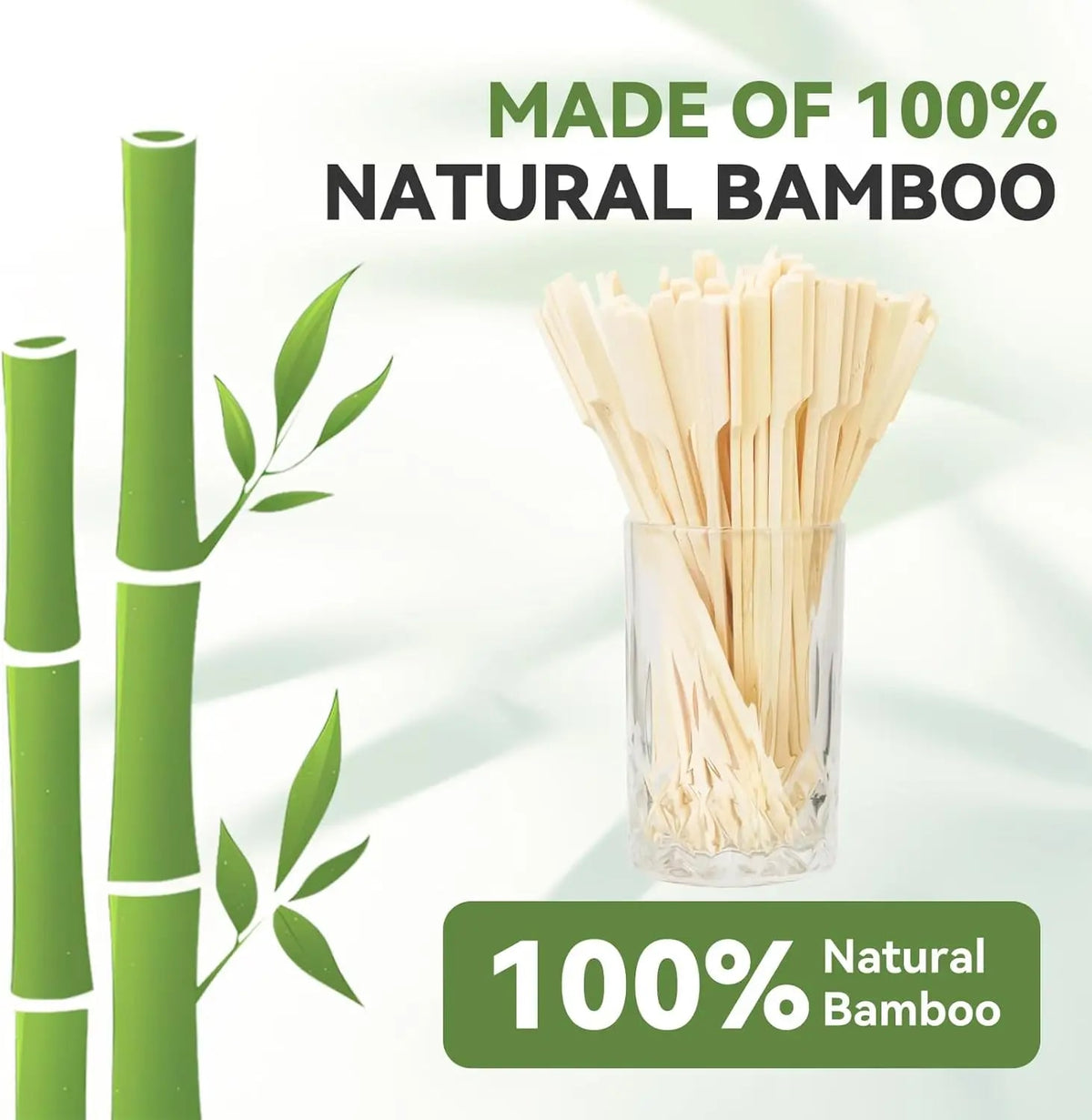 Bamboo Cocktail Picks 12cm Wooden Appetiser, Burger and BBQ Food Forks, 50 or 100 Pack