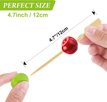 Bamboo Cocktail Picks 12cm Wooden Appetiser, Burger and BBQ Food Forks, 50 or 100 Pack