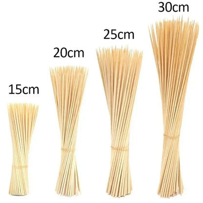 Bamboo BBQ Skewers, Natural Disposable Sticks, 15-30cm, 90-450 Pack