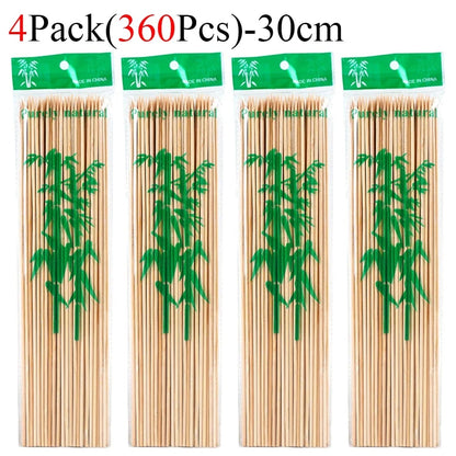Bamboo BBQ Skewers, Natural Disposable Sticks, 15-30cm, 90-450 Pack - 360Pcs-30cm
