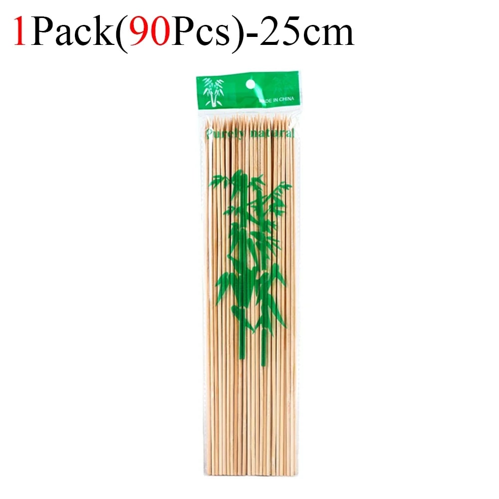 Bamboo BBQ Skewers, Natural Disposable Sticks, 15-30cm, 90-450 Pack - 90Pcs-25cm