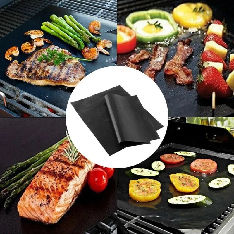 PTFE BBQ Grill Mat 40 x 33cm Reusable Non-Stick Barbecue Cooking Pad