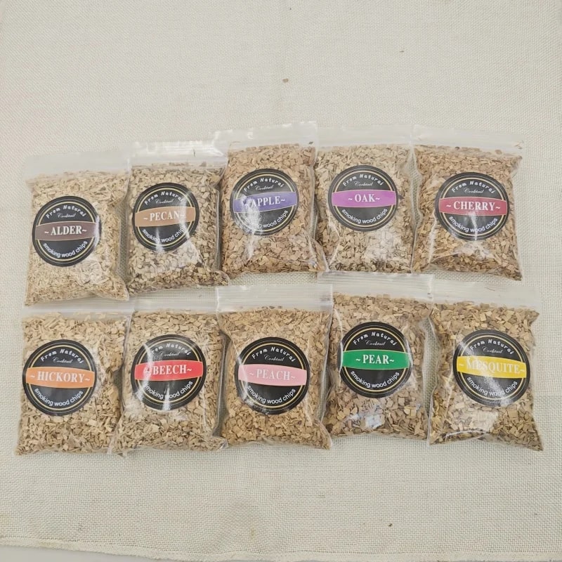 Natural Wood Smoking Chips for BBQ, Cocktails and Drinks, Mixed Packs - 10pcs mix