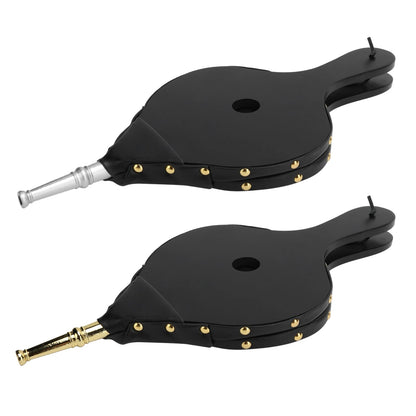 Qiilu Fireplace Bellows Manual Wood Air Blower for Barbecue and Fireplace, 39.5cm, Gold or Silver
