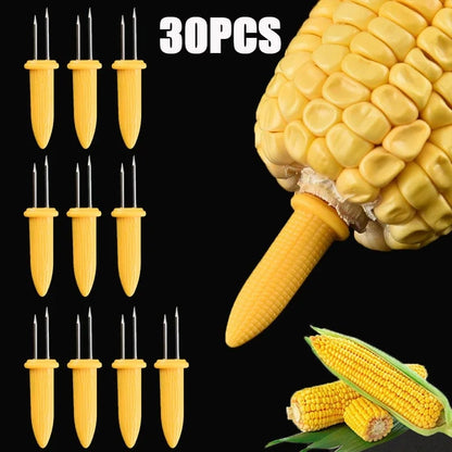 Stainless Steel Corn Holders, Yellow, 10, 20 or 30 Pack