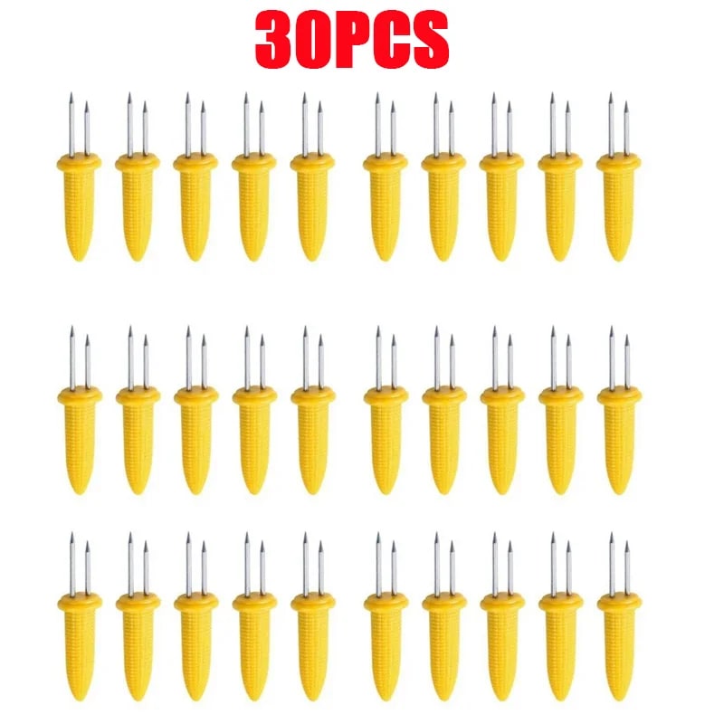 Stainless Steel Corn Holders, Yellow, 10, 20 or 30 Pack - 30pcs