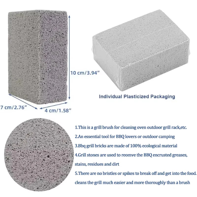FAIS DU BBQ Grill Cleaning Brick, 10 x 7 x 4 cm, Flat-Top Grill Stone Block
