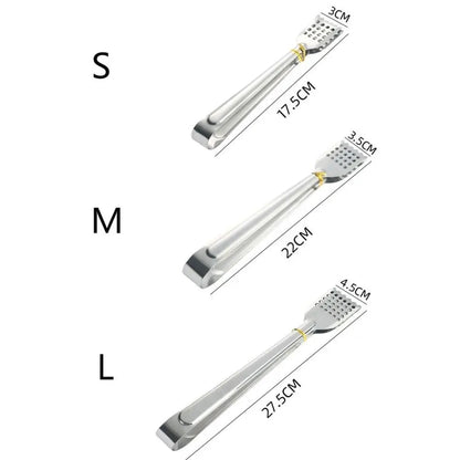 Stainless Steel BBQ Food Tongs with Perforated Serving Ends, S, M or L