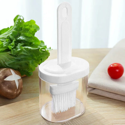 Silicone Basting Brush with Cover for BBQ, Baking and Pancakes - white
