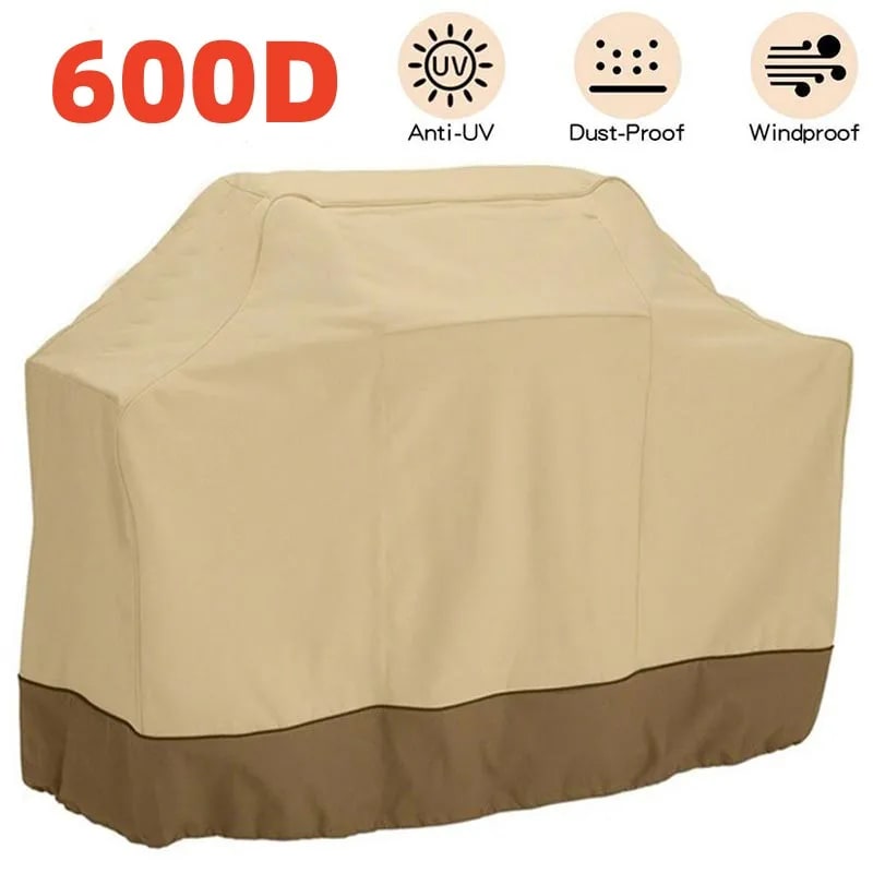 600D Beige BBQ Grill Cover, Oxford Fabric, 145 x 61 x 117cm or 170 x 61 x 117cm