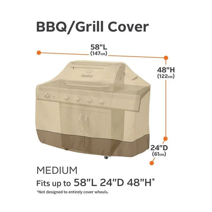 600D Beige BBQ Grill Cover, Oxford Fabric, 145 x 61 x 117cm or 170 x 61 x 117cm