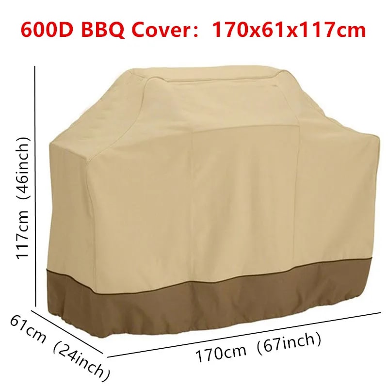600D Beige BBQ Grill Cover, Oxford Fabric, 145 x 61 x 117cm or 170 x 61 x 117cm - 600D 170x61x117cm