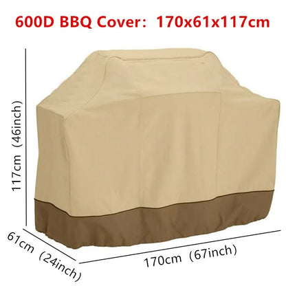 600D Beige BBQ Grill Cover, Oxford Fabric, 145 x 61 x 117cm or 170 x 61 x 117cm - 600D 170x61x117cm