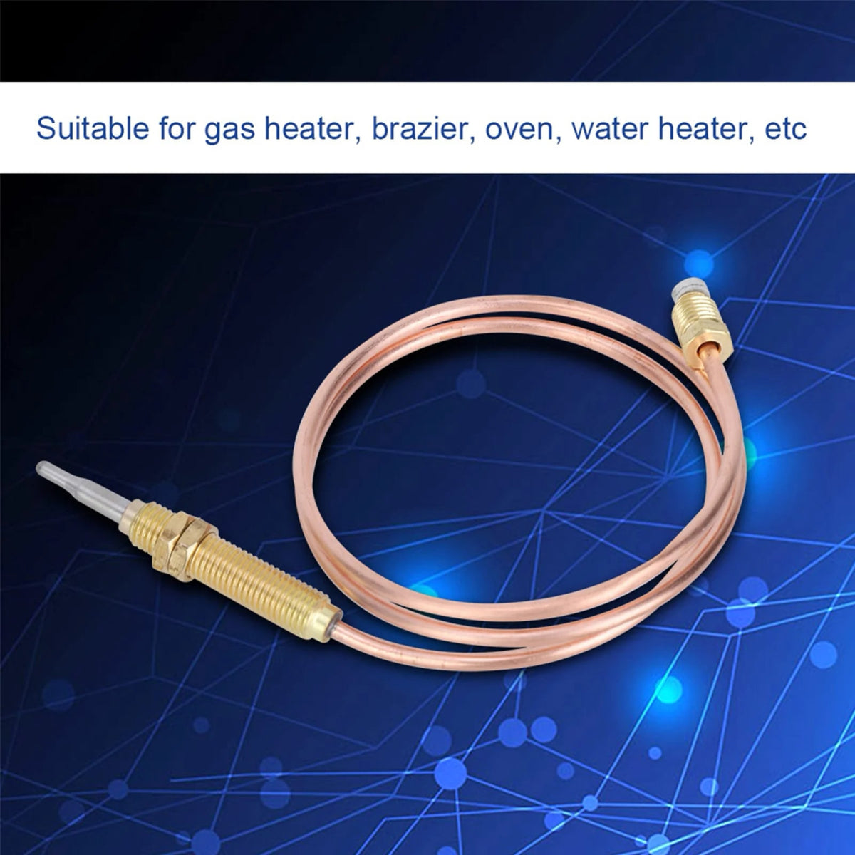 600mm M8*1 Threaded Metal Thermocouple Probe for Gas Heaters, Ovens and BBQs
