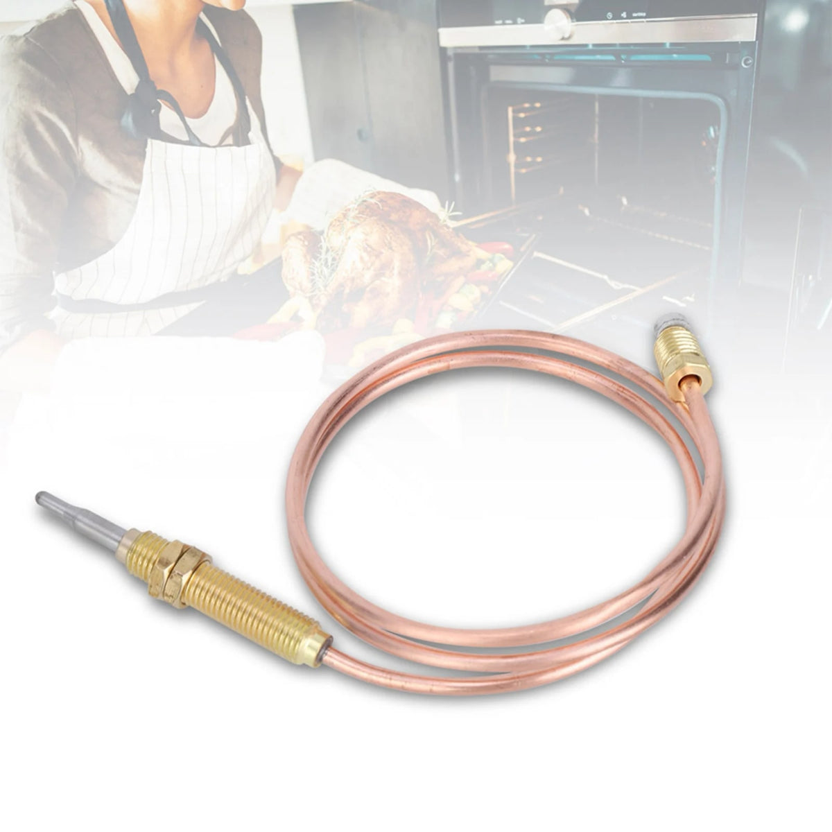 600mm M8*1 Threaded Metal Thermocouple Probe for Gas Heaters, Ovens and BBQs