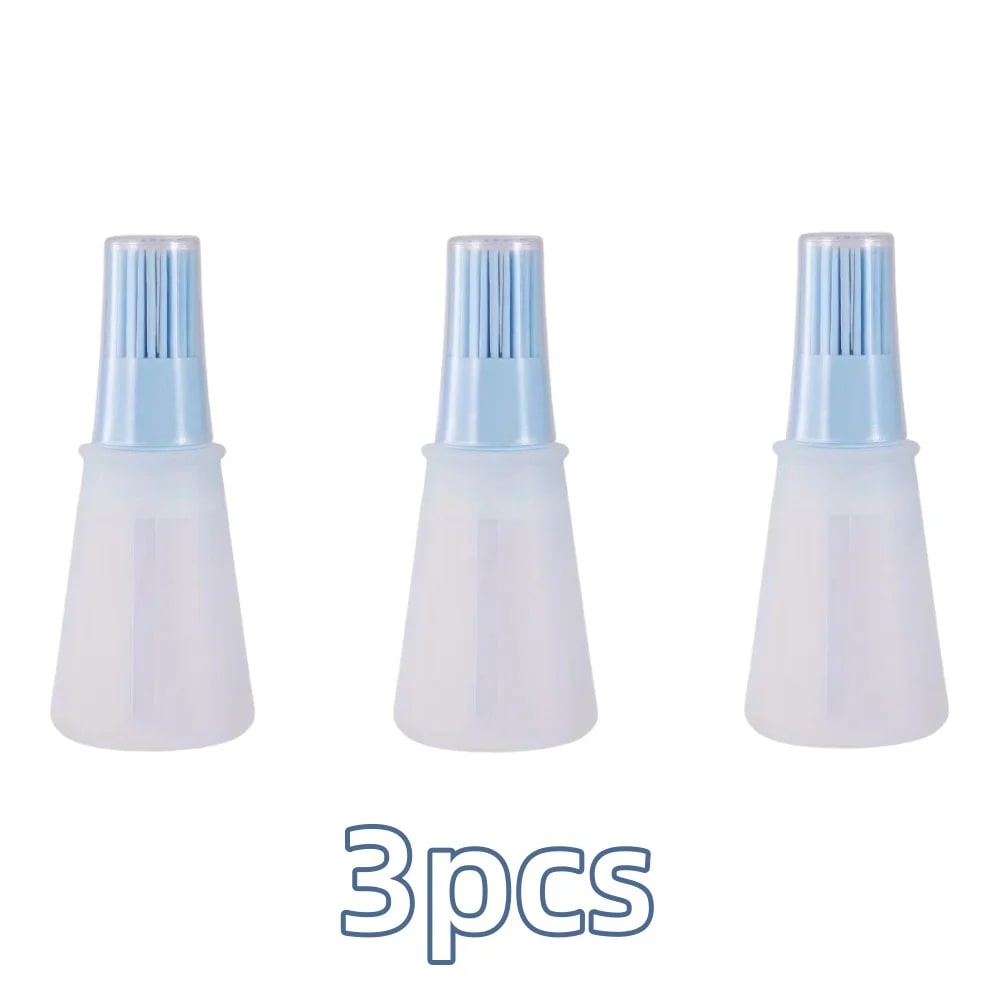 Rubber BBQ Oil Dispenser Basting Brush, 1 or 3 Piece, Blue, Pink or Green - Blue 3pcs
