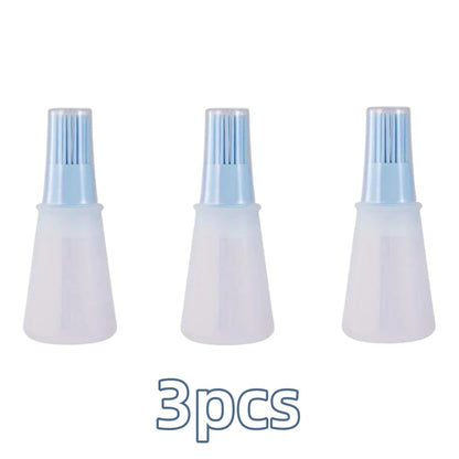 Rubber BBQ Oil Dispenser Basting Brush, 1 or 3 Piece, Blue, Pink or Green - Blue 3pcs