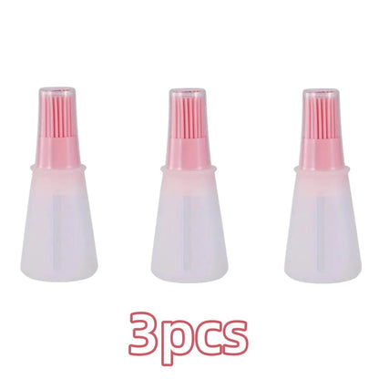 Rubber BBQ Oil Dispenser Basting Brush, 1 or 3 Piece, Blue, Pink or Green - Pink 3pcs