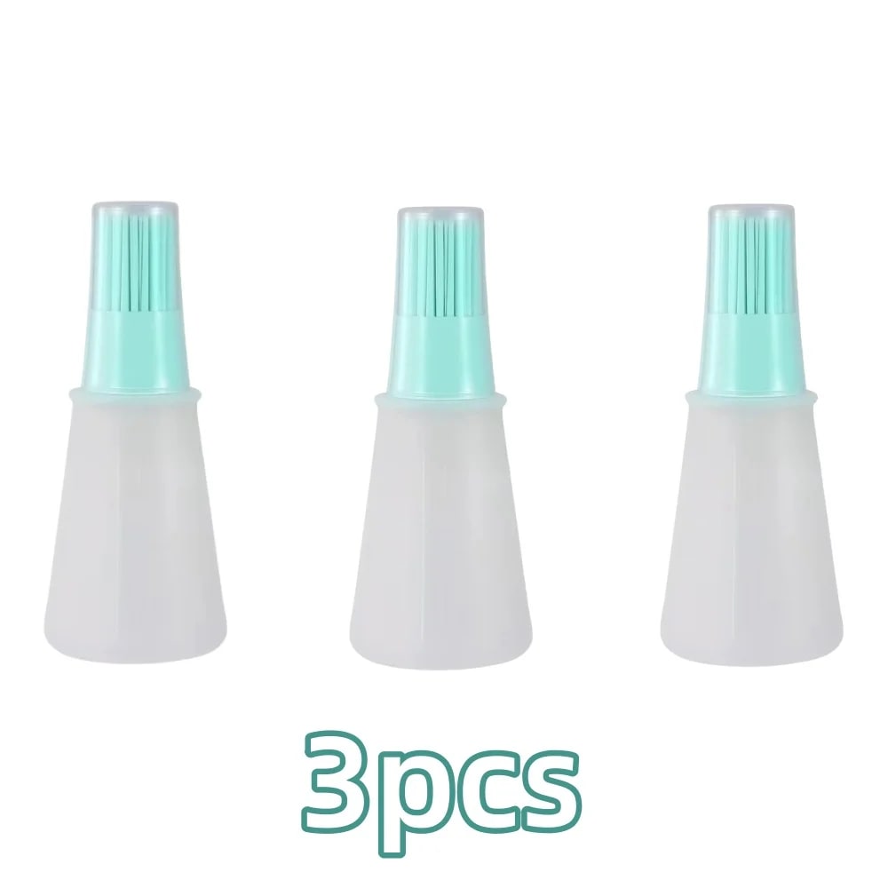 Rubber BBQ Oil Dispenser Basting Brush, 1 or 3 Piece, Blue, Pink or Green - Green 3pcs