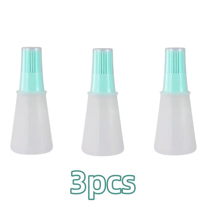 Rubber BBQ Oil Dispenser Basting Brush, 1 or 3 Piece, Blue, Pink or Green - Green 3pcs