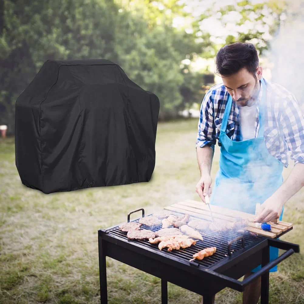Waterproof BBQ Grill Cover, Polyester, Wind-Fixing Hem Rope, 5 Sizes