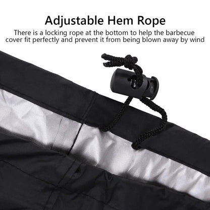 Waterproof BBQ Grill Cover, Polyester, Wind-Fixing Hem Rope, 5 Sizes