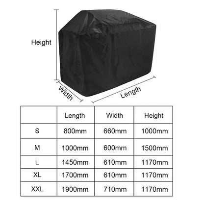 Waterproof BBQ Grill Cover, Polyester, Wind-Fixing Hem Rope, 5 Sizes