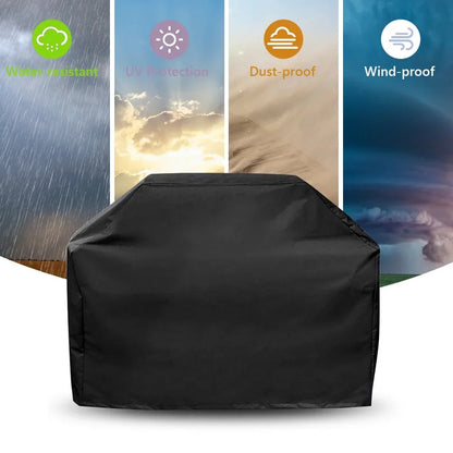 Waterproof BBQ Grill Cover, Polyester, Wind-Fixing Hem Rope, 5 Sizes