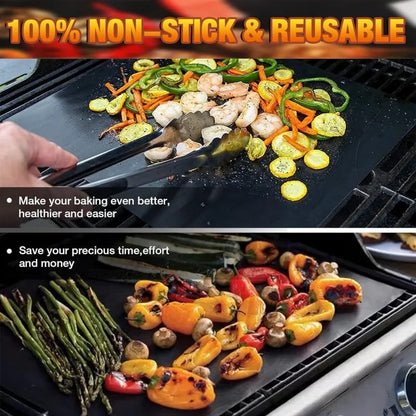 Non-Stick BBQ Grill Mat and Oven Liner, Reusable, 33 x 40cm to 40 x 60cm