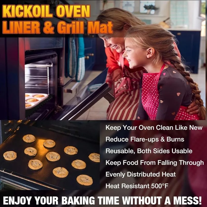 Non-Stick BBQ Grill Mat and Oven Liner, Reusable, 33 x 40cm to 40 x 60cm
