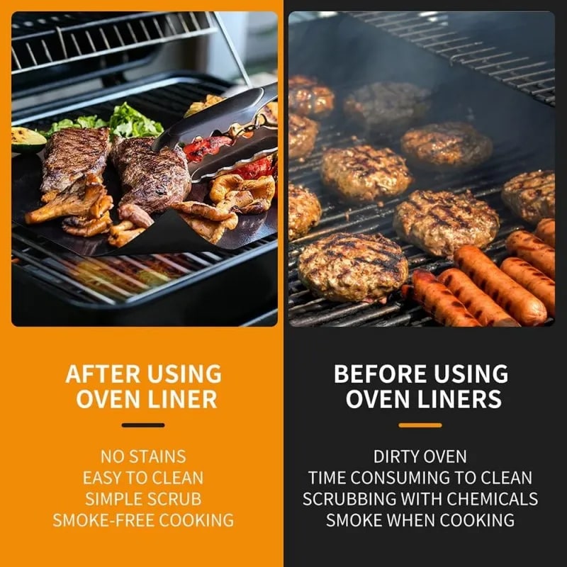 Non-Stick BBQ Grill Mat and Oven Liner, Reusable, 33 x 40cm to 40 x 60cm