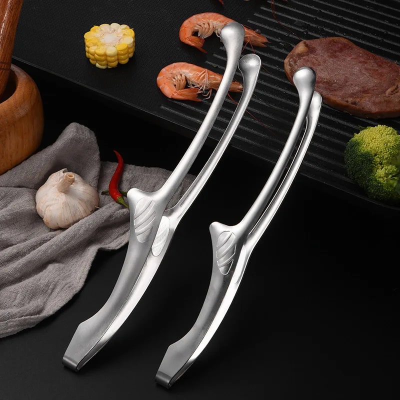 Stainless Steel BBQ Food Tongs, 4 Sizes, Silver or Gold