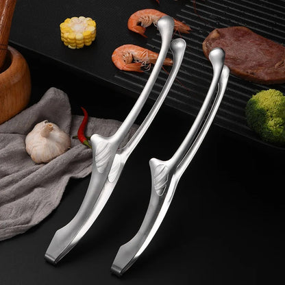 Stainless Steel BBQ Food Tongs, 4 Sizes, Silver or Gold