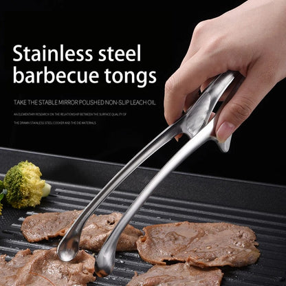 Stainless Steel BBQ Food Tongs, 4 Sizes, Silver or Gold