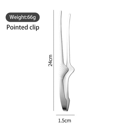 Stainless Steel BBQ Food Tongs, 4 Sizes, Silver or Gold - Silver Tip clip