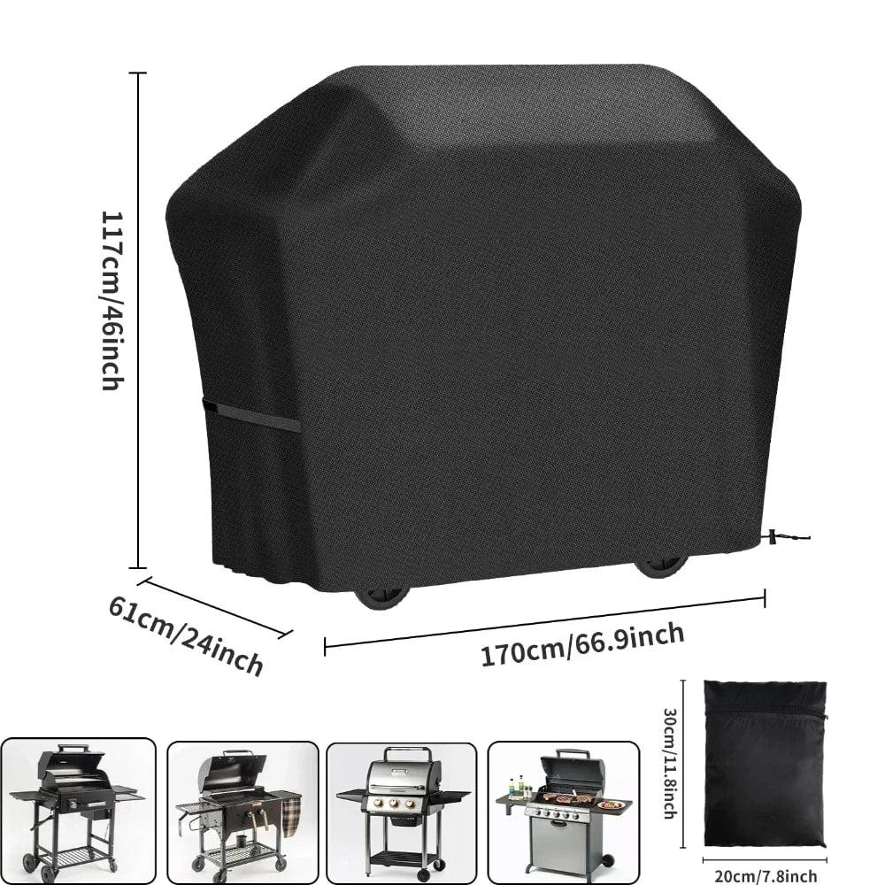 Waterproof BBQ Cover for Gas Grill, Windproof UV-Resistant Fabric, 5 Sizes - 170x61x117CM